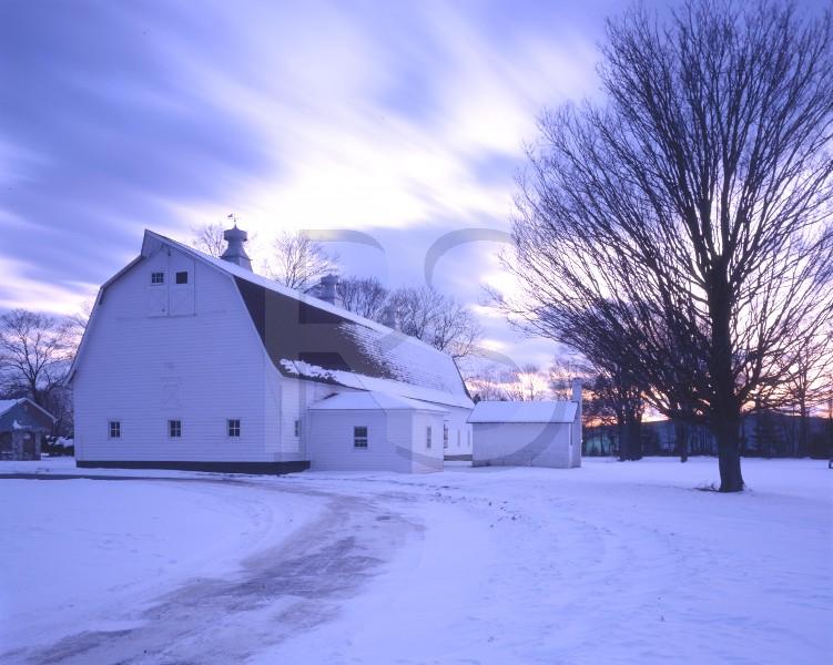 White Dutch Barn, at dusk