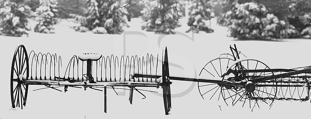 Farm Implements Panorama, Black & White
