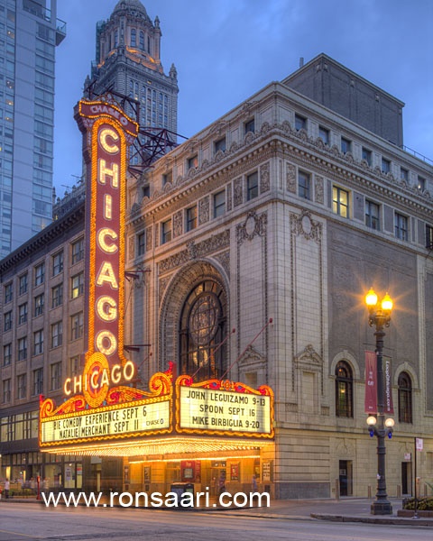 Chicago Theater At Dusk 1