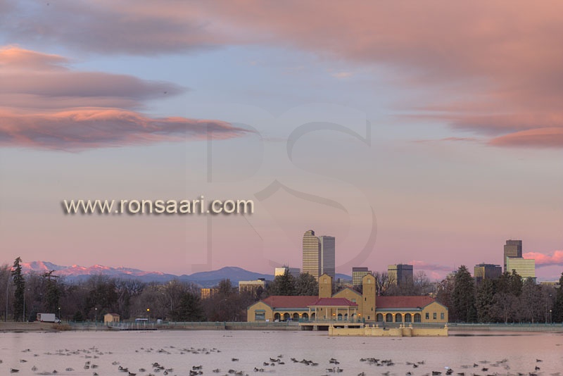 City Park And Denver Skyline At Sunrise