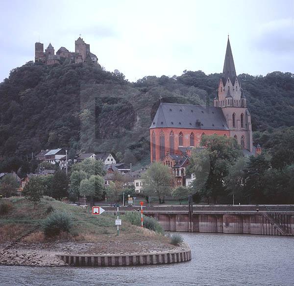 Castle And Church On Rhine River