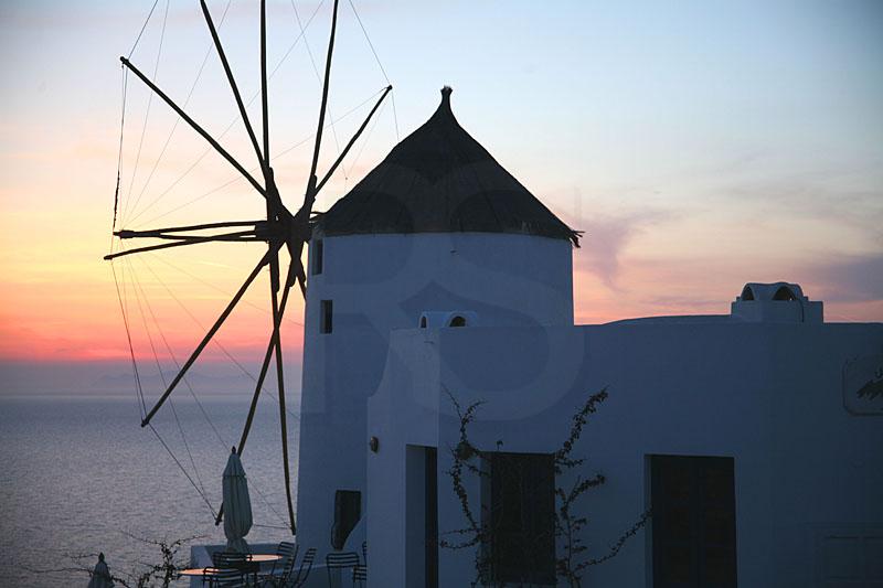 Oia Windmill At Sunset