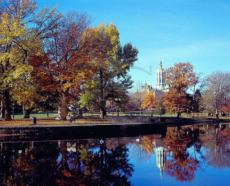 Lily Pond in Autumn, Bushnell Park