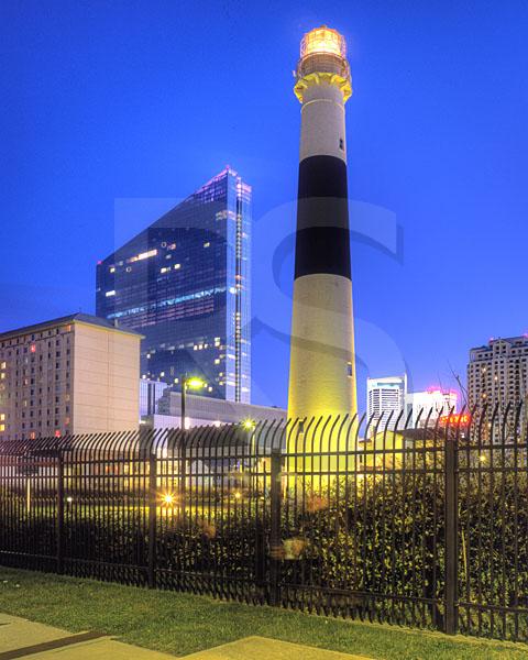 Absecon Lighthouse and Revel Casino At Dusk