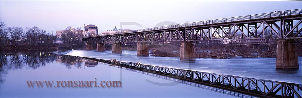 Schuylkill River Dam and Norristown High Speed Rail Line Bridge Panoramic 1
