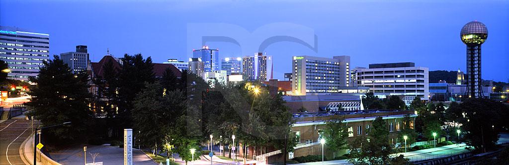 Knoxville Skyline At Dusk Panoramic